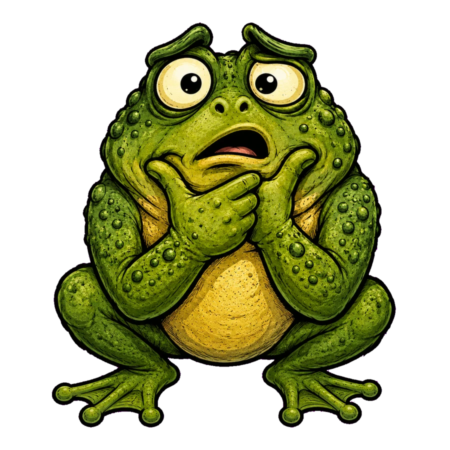 Confused cartoon toad, TOAD WHAT? mascot